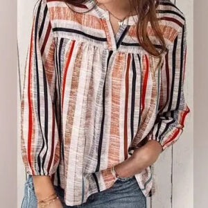 Knox Rose Striped Blouse XL Multi-color